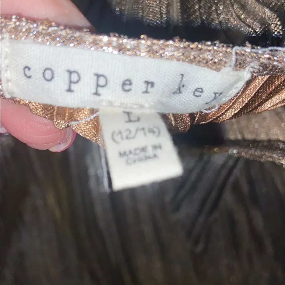 Copper Key Girls Metallic Kids Dress with Belt size large 12/14